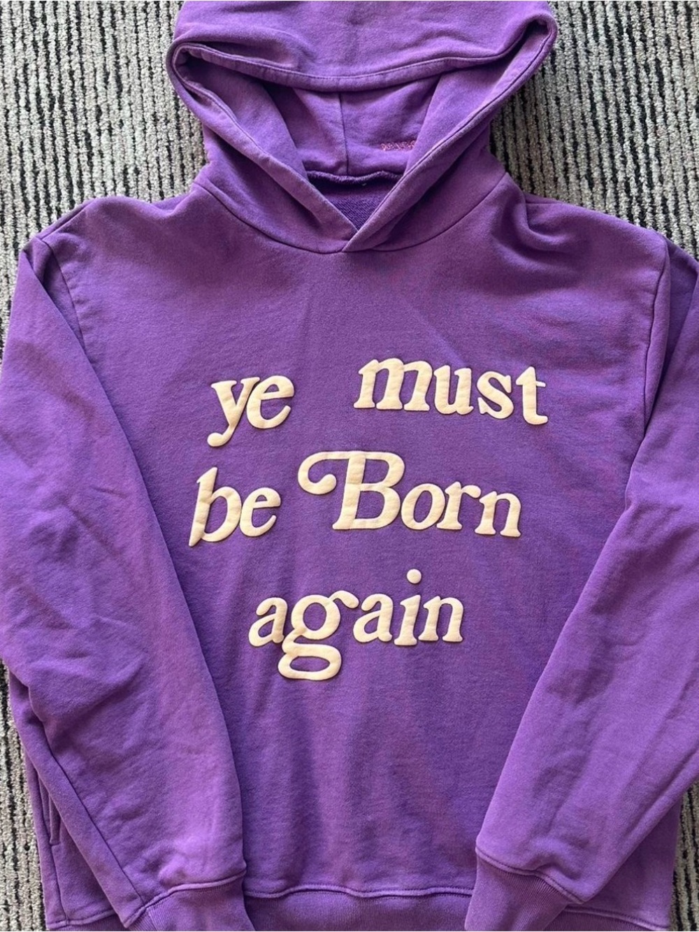 Yeezy Purple Hoodie Sweater with Cream Lettering